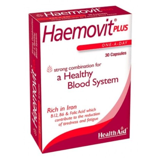 Εικόνα της HEALTH AID HAEMOVIT PLUS 30CAPS    HEALTH AID Haemovit Plus Συμπλήρωμα Διατροφής με Σίδηρο, Βιταμίνες B6, B12 & Φολικό Οξύ για την Καλή Υγεία του Αιμοποιητικού Συστήματος 30 Κάψουλες