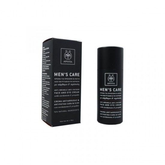 Εικόνα της APIVITA MEN'S CARE ANTI-WRINKLE  50ML   Apivita Men's Care Κρέμα κατά των Ρυτίδων & της Κούρασης για το Πρόσωπο & τα Μάτια, Με Κάρδαμο & Πρόπολη, 50ml