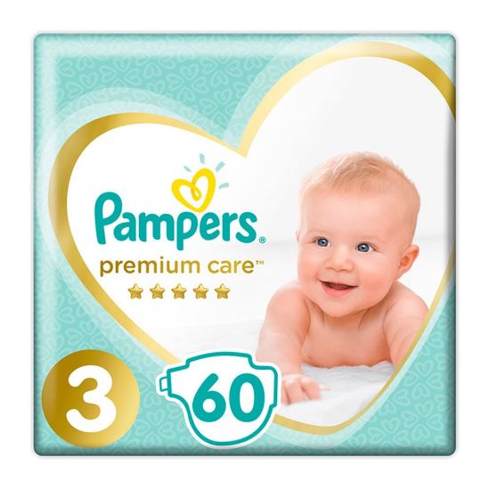 Εικόνα της PAMPERS PREMIUM CARE  Ν3 6-10KG 60TEM  Pampers Premium Care Jumbo Pack No.3 (Midi) 6-10 kg Βρεφικές Πάνες, 60 τεμάχια