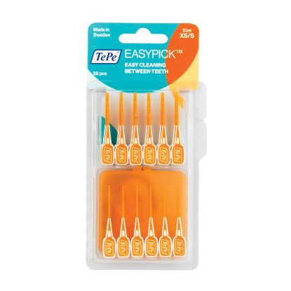 Εικόνα της TEPE EASY PICK XS/S 36TEM  TePe EasyPick Μέγεθος XS/S Ενισχυμένη Ελαστική Οδοντογλυφίδα 36τμχ