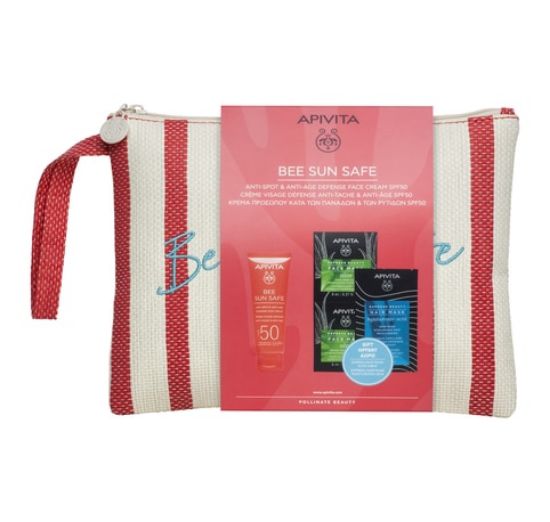 Εικόνα της APIVITA BEE SUN SAFE ANTI-SPOT & ANTI-AGE SPF50 50ML +FACE MASK ALOE 2X8ML + HAIR MASK 20ML & ΝΕΣΕΣΕΡ