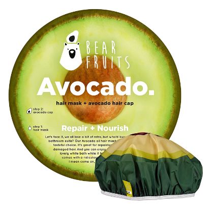 Εικόνα της BEAR FRUITS ΜΑΣΚΑ ΜΑΛΛΙΩΝ AVOCADO 20ML+ΣΚΟΥΦΑΚΙ AVOCADO.