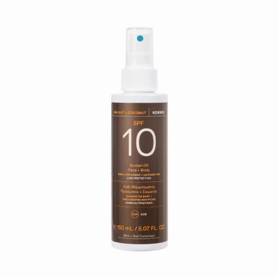 Εικόνα της KORRES WALNUT + COCONUT SUN TAN OIL SPF10 FACE & BODY 150ML