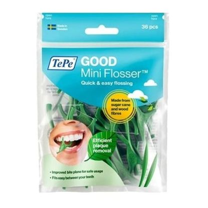 Εικόνα της TEPE MINI FLOSSER GOOD x36PCS   Tepe Good Mini Flosser Οδοντικό Νήμα Μιας Χρήσης, Πράσινο Χρώμα, 36τεμ