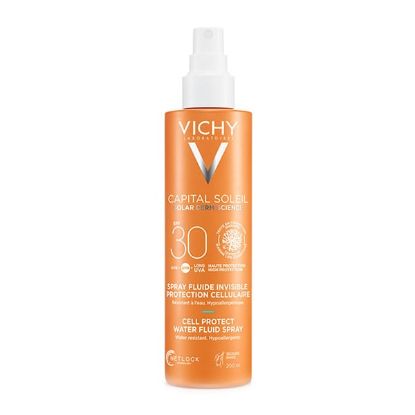 Εικόνα της VICHY CAPITAL SOLEIL CELL PROTECT WATER FLUID SPRAY SPF30. Αντηλιακό Γαλάκτωμα Προσώπου & Σώματος σε Σπρέι με Λεπτόρρευστη Υφή, 200ml