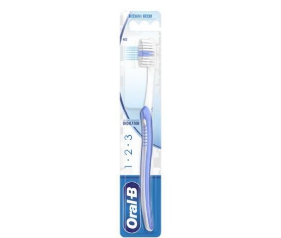 Εικόνα της ORAL-B 1.2.3 INDICATOR MEDIUM 40  Oral-B 123 Indicator Χειροκίνητη Οδοντόβουρτσα Μέτρια 40mm, 1τεμ