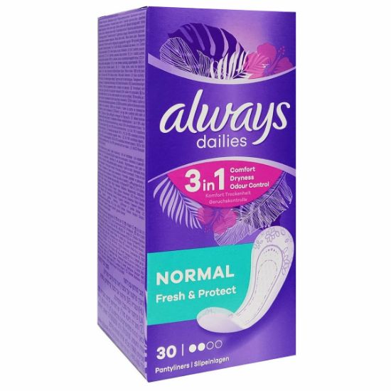 Εικόνα της ALWAYS ΣΕΡ/ΚΙA F&P NORMAL 30Τ  Always Dailies Fresh & Protect Normal Σερβιετάκια Καθημερινής Χρήσης, 30τμχ