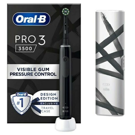 Εικόνα της  ORAL-B PRO 3  3500 DESING  EDITION BLACK - Επαναφορτιζόμενη Ηλεκτρική Οδοντόβουρτσα & Θήκη Ταξιδίου, 1τεμ.