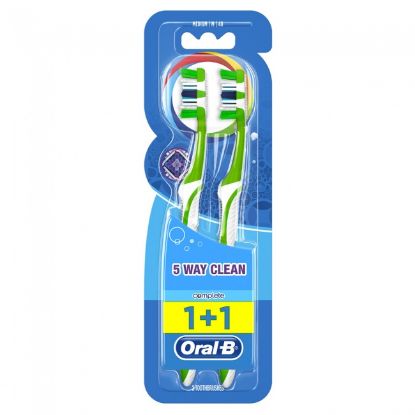 Εικόνα της ORAL-B COMPLETE 5 WAY CLEAN 40 MEDIUM 2TEM   Oral-B Complete 5 Way Clean 40 Medium Μέτρια Οδοντόβουρτσα με 5 Καθαριστικές Ζώνες 1+1τμχ