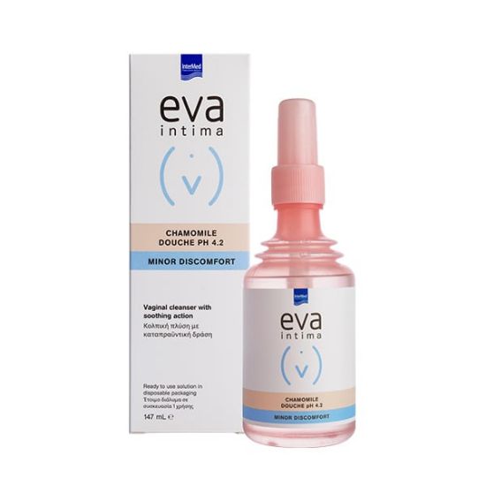 Εικόνα της INTERMED EVA INTIMA CHAMOMILE DOUCHE PH 4.2 ΚΟΛΠΙΚΗ ΠΛΥΣΗ ΜΕ ΧΑΜΟΜΗΛΙ ΓΙΑ ΑΜΕΣΟ ΚΑΘΑΡΙΣΜΟ, ΑΝΤΙΦΛΟΓΙΣΤΙΚΗ & ΚΑΤΑΠΡΑΥΝΤΙΚΗ ΔΡΑΣΗ, 147ML.