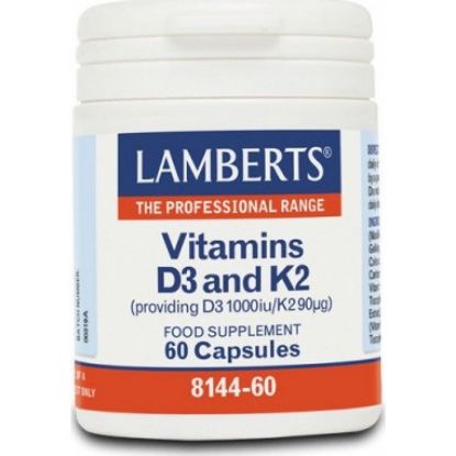 Εικόνα της LAMBERTS VITAMIN D3 1000IU K2 90MG ΦΟΡΜΟΥΛΑ ΜΕ ΒΙΤΑΜΙΝΕΣ D3 & K2, 60CAPS.