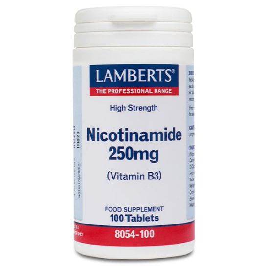 Εικόνα της LAMBERTS NICOTINAMIN B3 250MG ΣΥΜΒΑΛΛΕΙ ΣΕ ΠΑΝΩ ΑΠΟ 50 ΜΕΤΑΒΟΛΙΚΕΣ ΑΝΤΙΔΡΑΣΕΙΣ ΤΟΥ ΟΡΓΑΝΙΣΜΟΥ, 100TABS.