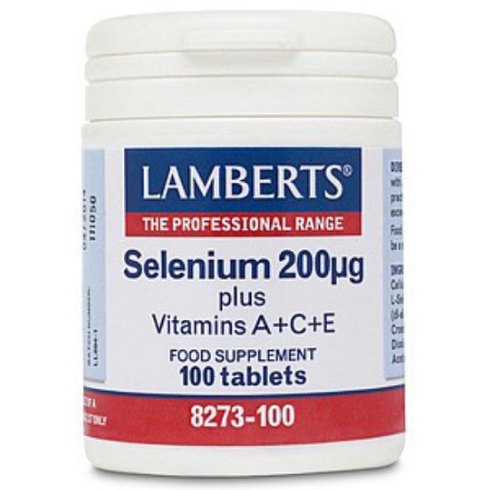 Εικόνα της LAMBERTS SELENIUM 200MG & A,C,E, ΑΠΟΤΕΛΕΙ ΖΩΤΙΚΟ ΣΥΣΤΑΤΙΚΟ ΤΩΝ ΜΗΧΑΝΙΣΜΩΝ ΑΜΥΝΑΣ ΤΟΥ ΟΡΓΑΝΙΣΜΟΥ, 100 TABS.