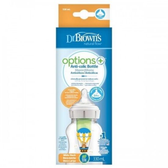 Εικόνα της DR. BROWN'S OPTIONS+ ANTI-COLIC BOTTLE ΠΛΑΣΤΙΚΟ ΜΠΙΜΠΕΡΟ ΚΑΤΑ ΤΩΝ ΚΟΛΙΚΩΝ, 3 ΜΗΝΩΝ+ 330 ML, ΑΕΡΟΣΤΑΤΟ