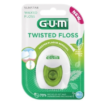 Εικόνα της GUM 3500 TWISTED WAXED FLOSS, ΚΕΡΩΜΕΝΟ ΟΔΟΝΤΙΚΟ ΝΗΜΑ ΜΕ ΓΕΥΣΗ ΦΡΕΣΚΙΑΣ ΜΕΝΤΑΣ 30m, 1 ΤMX.