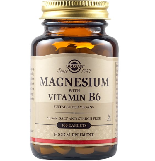 Εικόνα της SOLGAR MAGNESIUM WITH VITAMIN B6 100 ΤΑΜΠΛΕΤΕΣ.   SOLGAR Magnesium with Vitamin B6 Συμπλήρωμα Διατροφής Μαγνησίου με Βιταμίνη B6 για την Καλή Λειτουργία του Νευρικού & Μυϊκού Συστήματος, Μειώνει την Αίσθηση Κόπωσης & Ανακουφίζει από τις Κράμπες 100 Ταμπλέ