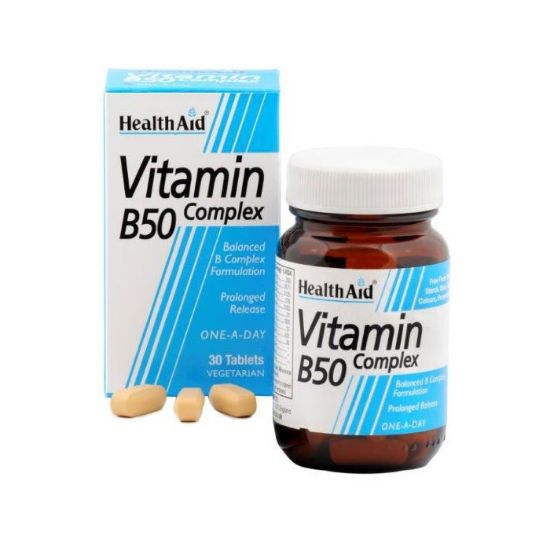 Εικόνα της HEALTH AID VITAMIN B50 COMPLEX ΣΥΜΠΛΕΓΜΑ ΒΙΤΑΜΙΝΩΝ Β, 30 TABS.