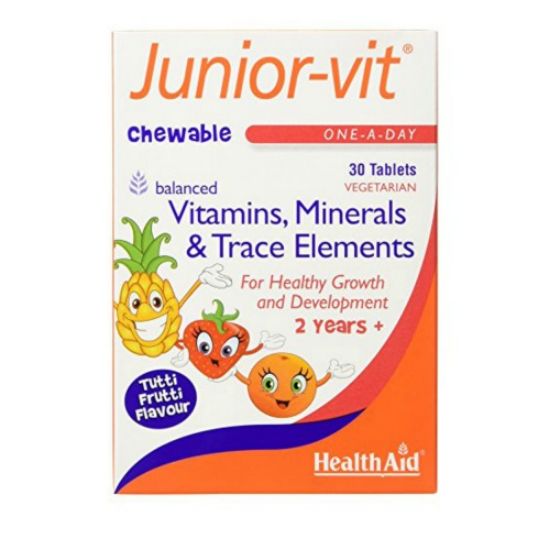 Εικόνα της HEALTH AID JUNIOR-VIT, 30 CHEWABLE TABLETS ΠΑΙΔΙΚΟ ΣΥΜΠΛΗΡΩΜΑ ΔΙΑΤΡΟΦΗΣ.