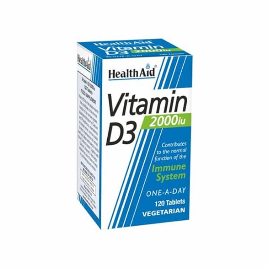 Εικόνα της HEALTH AID VITAMIN D3 2000IU, 120 VEGETARIAN  TABLETS.