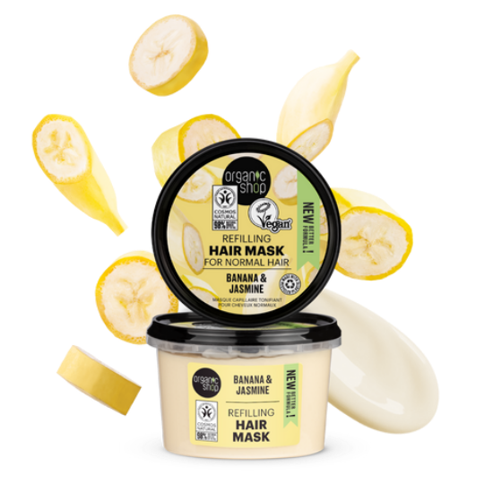 Εικόνα της NATURA SIBERICA HAIR MASK BANANA & JASMINE 250ML   Organic Shop by Natura Siberica Refilling Hair Mask Banana & Jasmine Μάσκα για Κανονικά Μαλλιά, 250ml