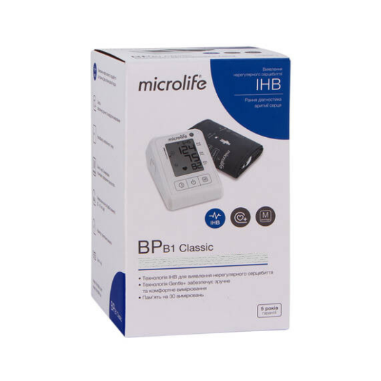 Εικόνα της MICROLIFE BP B1 CLASSIC ΠΙΕΣΟΜΕΤΡΟ 1TEM - Ψηφιακό Πιεσομετρο Μπράτσου (4G), 1τεμ