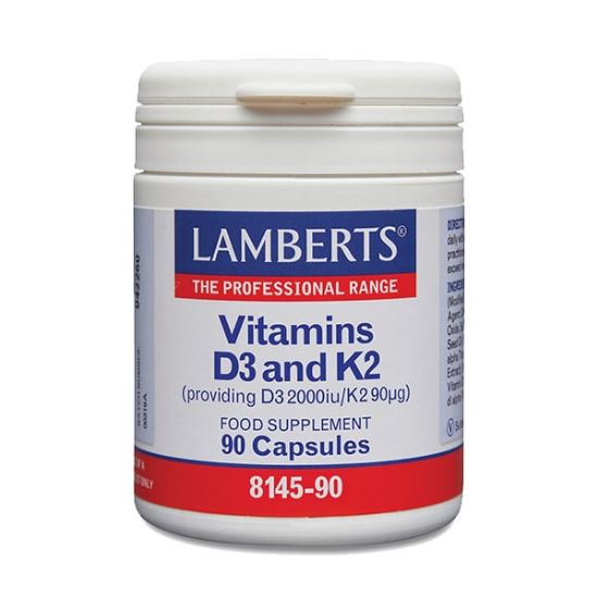 Εικόνα της LAMBERTS VITAMIN D3 2000IU & K2 90MG ΣΥΜΠΛΗΡΩΜΑ ΔΙΑΤΡΟΦΗΣ ΓΙΑ ΥΓΙΗ ΟΣΤΑ & ΔΟΝΤΙΑ, 90 ΚΑΨΟΥΛΕΣ.