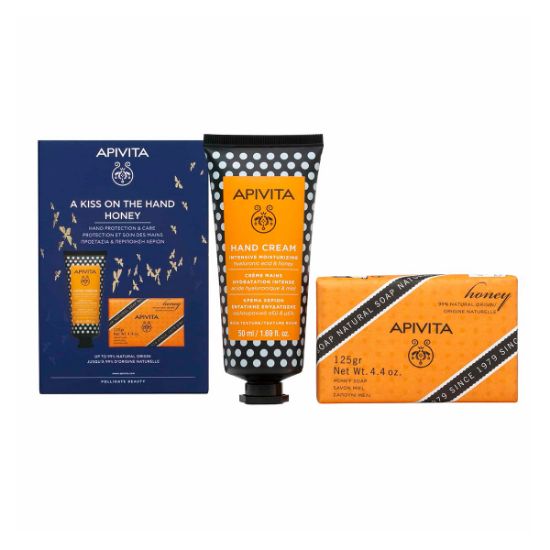 Εικόνα της APIVITA A KISS ON THE HAND HONEY PROMO    Apivita Set A Kiss On The Hand Hand Cream Κρέμα Χεριών Εντατικής Ενυδάτωσης με Υαλουρονικό Οξύ & Μέλι 50ml + Natural Soap Honey Φυσικό Σαπούνι Μέλι 125gr