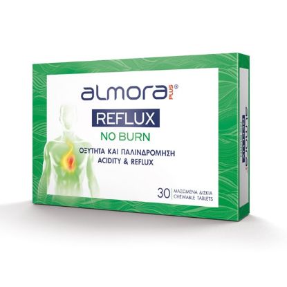 Εικόνα της ALMORA  PLUS REFLUX NO BURN 30CHEW.TABS - Συμπλήρωμα Διατροφής για την Οξύτητα & την Παλινδρόμηση του Γαστροοισοφαγικού Βλεννογόνου, 30 Μασώμενα Δισκία