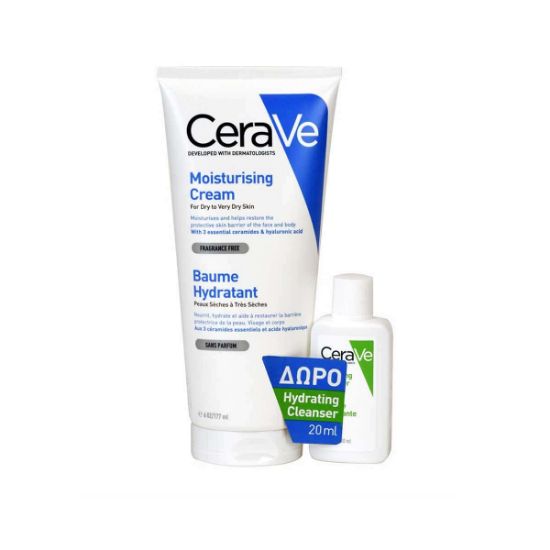 Εικόνα της CERAVE MOISTURISING CREAM 177ML + ΔΩΡΟ HYDRATING CLEANSER 20ML- Ενυδατική Κρέμα για Ξηρό/Πολύ Ξηρό Δέρμα, 177ml & Δώρο Hydrating Cleanser Κρέμα Καθαρισμού, 20ml