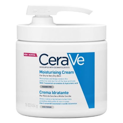 Εικόνα της CERAVE MOISTURIZING CREAM 454G ΜΕ ΑΝΤΛΙΑ   CeraVe Moisturising Cream Ενυδατική Κρέμα για Ξηρό έως Πολύ Ξηρό Δέρμα με Αντλία, 454gr