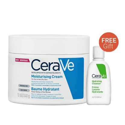 Εικόνα της CERAVE MOISTURISING CREAM 340G + HYDRATING CLEANSER 20ML ΔΩΡΟ - Ενυδατική Κρέμα για Ξηρό/Πολύ Ξηρό Δέρμα, 340gr & Δώρο Hydrating Cleanser Κρέμα Καθαρισμού, 20ml, 1σετ