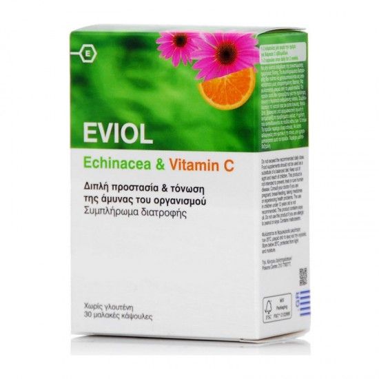 Εικόνα της EVIOL ECHINACEA & VITAMIN C 30CAPS - Συμπλήρωμα Διατροφής με Εχινάκεια & Βιταμίνη C, 30 caps