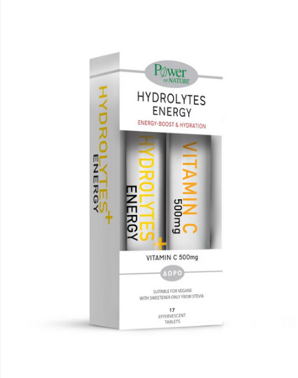 Εικόνα της POWER OF NATURE HYDROLYTES ENERGY 17EFF.TABS+VITAMIN C 500MG 20EFF.TABS FREE