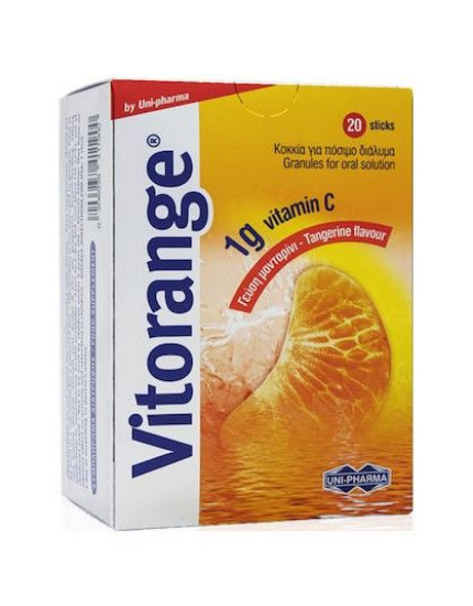 Εικόνα της VITORANGE VITAMIN C 1G 20STICKS  Uni-Pharma Vitorange 1g Γεύση Μανταρίνι 20 sticks