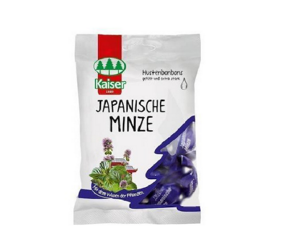 Εικόνα της KAISER ΚΑΡΑΜΕΛΕΣ ΛΑΙΜΟΥ JAPANISCHE MINZE  90G    KAISER Καραμέλες Ιαπωνική Μέντα για το Βήχα & τον Ερεθισμένο Λαιμό 90g