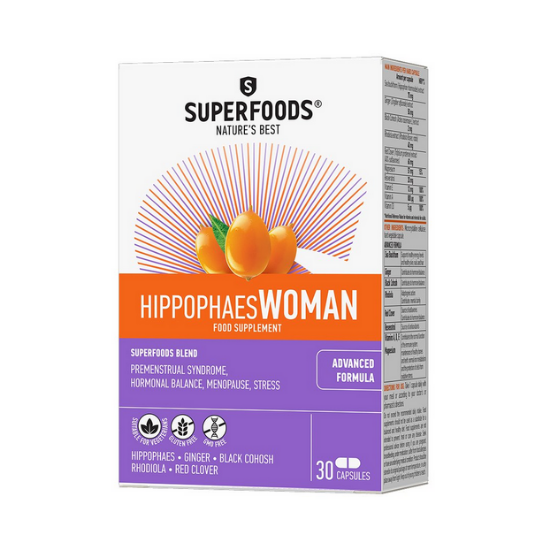 Εικόνα της SUPERFOODS ΙΠΠΟΦΑΕΣ WOMAN 30CAPS -Ιπποφαές Woman Ενισχυμένο Συμπλήρωμα Διατροφής για τις Ανάγκες των Γυναικών, 30caps