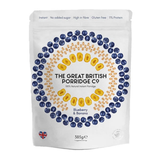 Εικόνα της THE GREAT BRITISH PORRIDGE BLUEBERRY & BANANA ΝΙΦΑΔΕΣ ΒΡΩΜΗΣ ΜΕ ΓΕΥΣΗ ΜΥΡΤΙΛΟ & ΜΠΑΝΑΝΑ 385GR