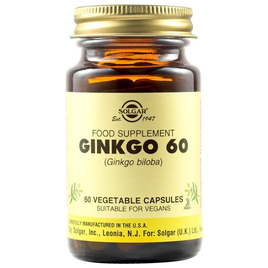 Εικόνα της SOLGAR GINKGO 60CAPS  Solgar Ginkgo Biloba 60mg Συμπλήρωμα Διατροφής για Τόνωση & Ενίσχυση Μνήμης - Ιδανικό για Περιπτώσεις Γεροντικής Άνοιας, 60veg.caps