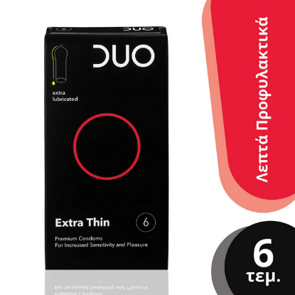 Εικόνα της DUO EXTRA THIN Προφυλακτικά Πολύ Λεπτά για Προστασία & Απόλαυση, 6ΤΕΜ