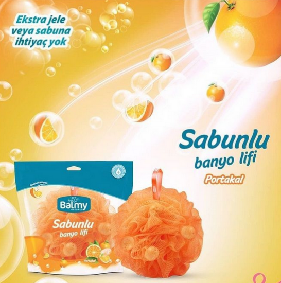 Εικόνα της BALMY BATH POUF WITH SOAP ORANGE 21.7G