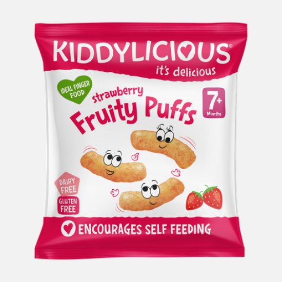 Εικόνα της KIDDYLICIOUS FRUITY PUFFS 7+ STRAWBERRY 10GR    Kiddylicious Strawberry Fruity Puffs 7m+ Γαριδάκια Φράουλα, 10gr