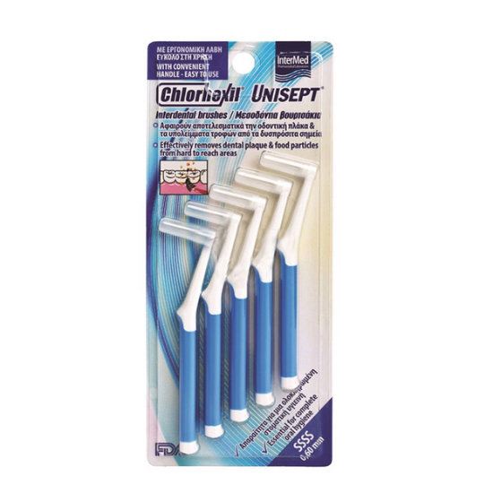 Εικόνα της INTERMED CHLORHEXIL  UNISEPT INTERDENTAL BRUSH SSSS 0,60MM ΜΠΛΕ