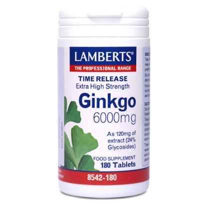 Εικόνα της LAMBERTS GINKGO BILOBA EXTRACT ΔΙΑΤΗΡΕΙ ΤΗΝ ΠΕΡΙΦΕΡΙΚΗ ΚΥΚΛΟΦΟΡΙΑ ΤΟΥ ΑΙΜΑΤΟΣ ΣΤΑ ΑΚΡΑ 6000MG, 180 TABS