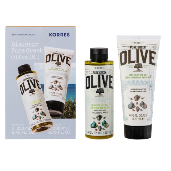 Εικόνα της KORRES DISCOVER PURE GREEK OLIVE OIL ΜΕ SHOWER GEL ΑΦΡΟΛΟΥΤΡΟ ΘΑΛΑΣΣΙΝΟ ΑΛΑΤΙ, 250ML & BODY CREAM ΕΝΥΔΑΤΙΚΟ ΓΑΛΑΚΤΩΜΑ ΘΑΛΑΣΣΙΝΟ ΑΛΑΤΙ, 200ML