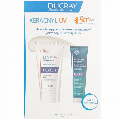 Εικόνα της DUCRAY PROMO KERANCYL UV SPF50+ FLUID ΛΕΠΤΟΡΡΕΥΣΤΗ ΑΝΤΗΛΙΑΚΗ ΚΡΕΜΑ ΓΙΑ ΔΕΡΜΑ ΜΕ ΤΑΣΗ ΑΚΜΗΣ, 50ML & ΔΩΡΟ KERANCYL FOAMING GEL FOR FACE & BODY ΑΦΡΙΖΟΝ ΤΖΕΛ ΚΑΘΑΡΙΣΜΟΥ ΓΙΑ ΔΕΡΜΑ ΜΕ ΤΑΣΗ ΑΚΜΗΣ ΓΙΑ ΠΡΟΣΩΠΟ & ΣΩΜΑ, 100ML