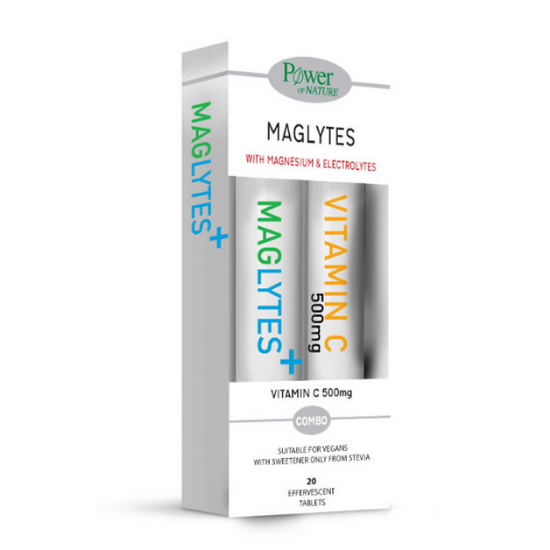 Εικόνα της POWER OF NATURE MAGLYTES WITH MAGNESIUM & ELECTROLYTES 20EFF.TABS + VITAMIN C 500MG 20EFF.TABS