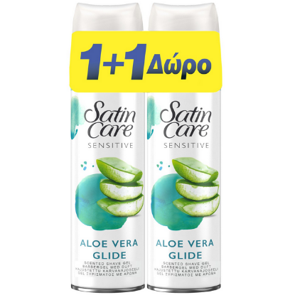 Εικόνα της GILLETTE VENUS SATIN CARE SENSITIVE ALOE VERA GLIDE SHAVE GEL 1+1 ΔΩΡΟ 2Χ200ΜL