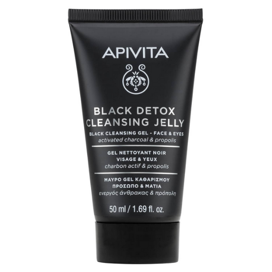 Εικόνα της APIVITA BLACK DETOX CLEANSING JELLY MΑΥΡΟ GEL ΚΑΘΑΡΙΣΜΟΥ ΕΝΕΡΓΟΣ ΑΝΘΡΑΚΑΣ & ΠΡΟΠΟΛΗ ΓΙΑ ΠΡΟΣΩΠΟ & ΜΑΤΙΑ, 50ML