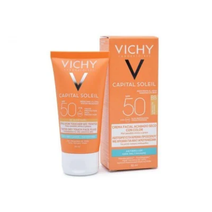 Εικόνα της VICHY CAPITAL SOLEIL DRY TOUCH BB TINTED SPF50 50ML  ΑΝΤΙΛΙΑΚΗ ΠΡΟΣΩΠΟΥ ΜΑΤ ΜΕ ΧΡΩΜΑ 50ML