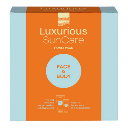 Εικόνα της INTERMED LUXURIOUS SUNCARE FACE & BODY FAMILY PACK ΜΕ HIGH PROTECTION FACE CREAM SPF50, 75ML & SUN PROTECTION BODY CREAM SPF30, 200ML, 1ΣΕΤ